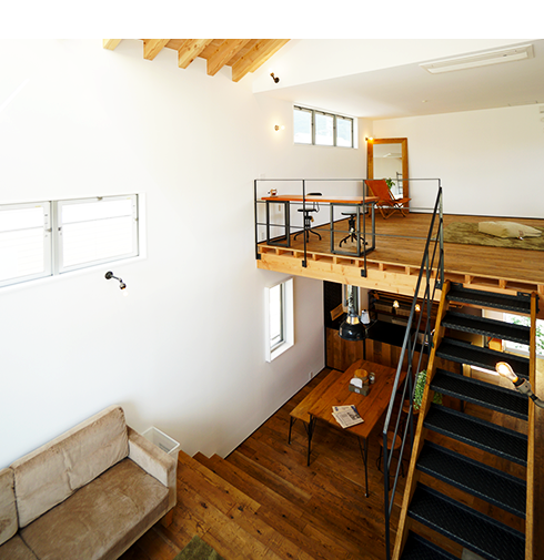 upstairs
